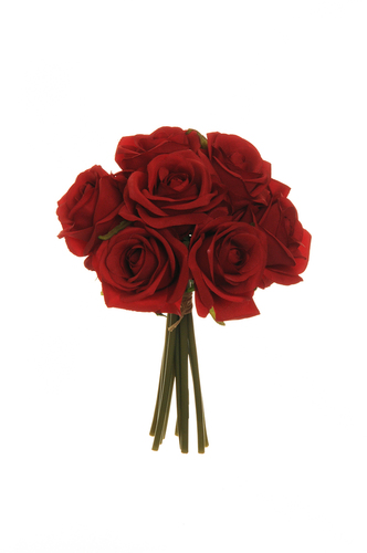 BRIDAL ROSE BUNDLE X9, 25 CM. red