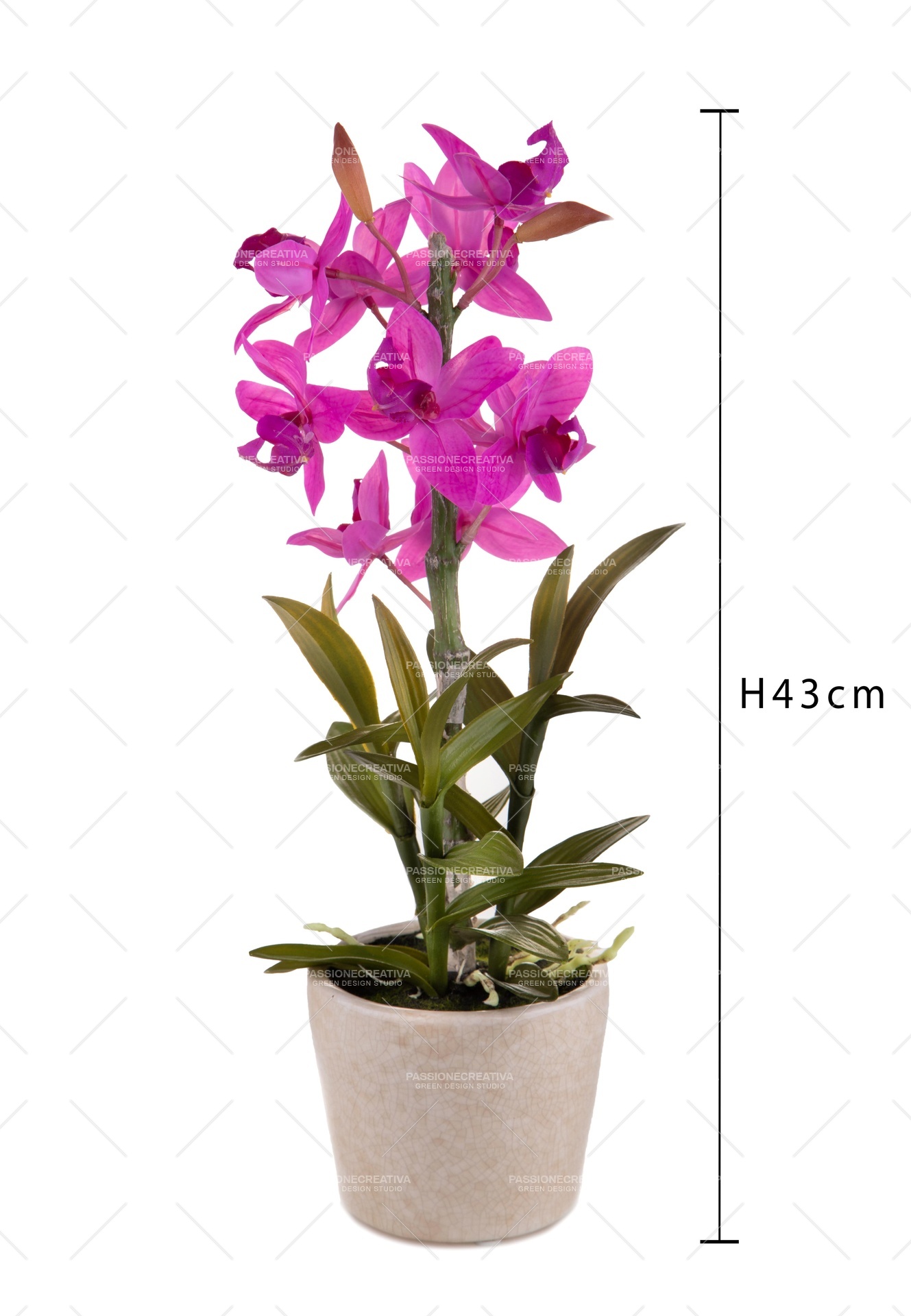 ORCHIDEA CON VASO h 43 cm - PIANTA ARTIFICIALE, PIANTE ARTIFICIALI