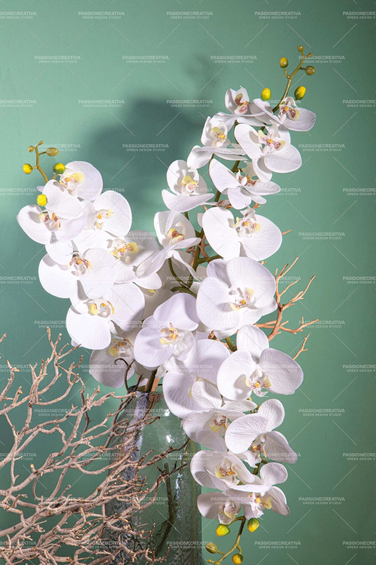 Phaleonopsis 9 fiori h 110 cm x 6 pz. - orchidea artificiale, DECORAZIONI